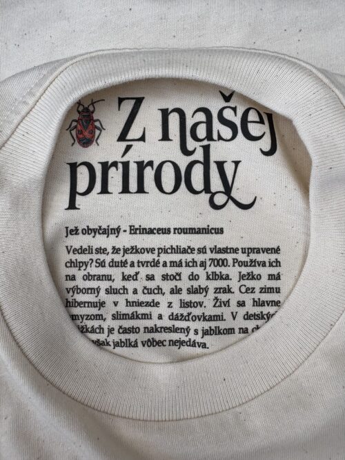 Detail vnútornej potlače trička Ježko obyčajný
